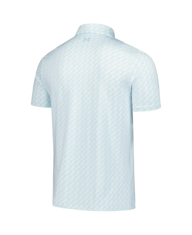 Under Armour Men's Light Blue The Players Drive Clubhouse Grid Polo Shirt