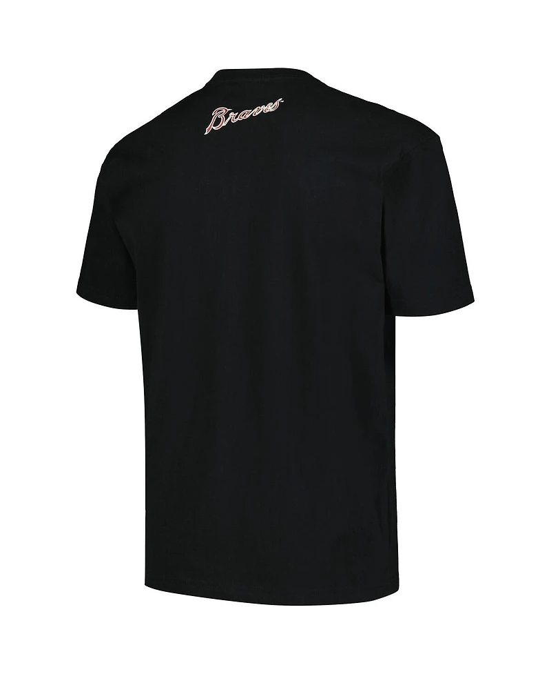 Mitchell & Ness Men's Hank Aaron Black Milwaukee Braves Cooperstown Collection Heavyweight Premium Player Vintage Logo T-Shirt
