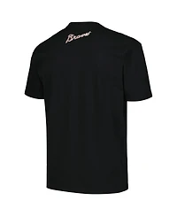 Mitchell & Ness Men's Hank Aaron Black Milwaukee Braves Cooperstown Collection Heavyweight Premium Player Vintage Logo T-Shirt