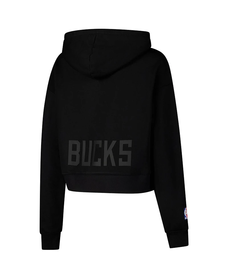 Pro Standard Women's Black Milwaukee Bucks Jewels Cropped Pullover Hoodie