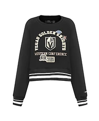 Pro Standard Women's Black Vegas Golden Knights Area Code Cropped Pullover Sweatshirt