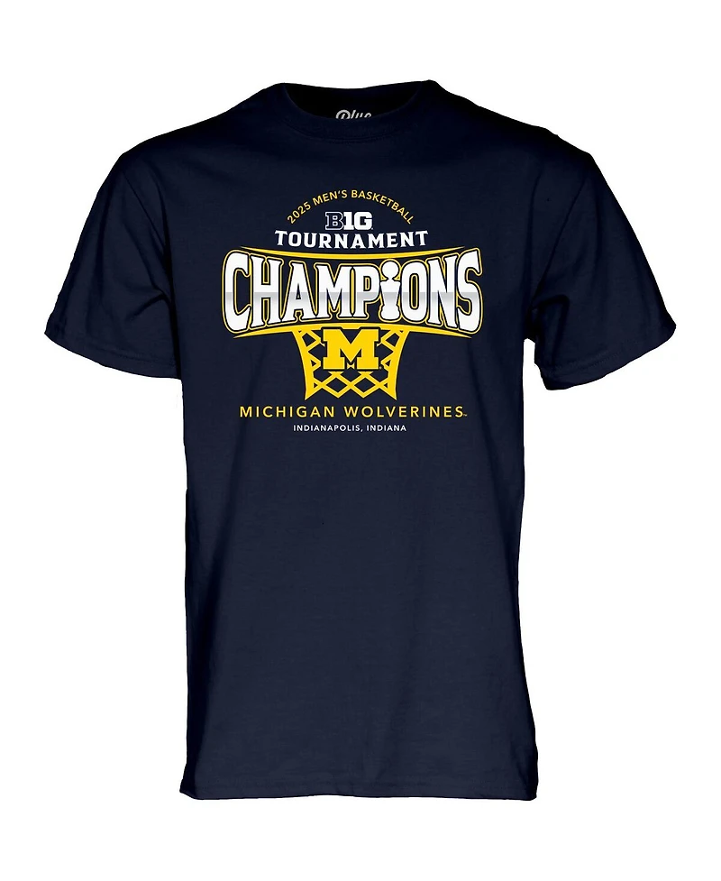 Blue 84 Men's Navy Michigan Wolverines 2025 Big Ten Men's Basketball Conference Tournament Champions Locker Room T-Shirt