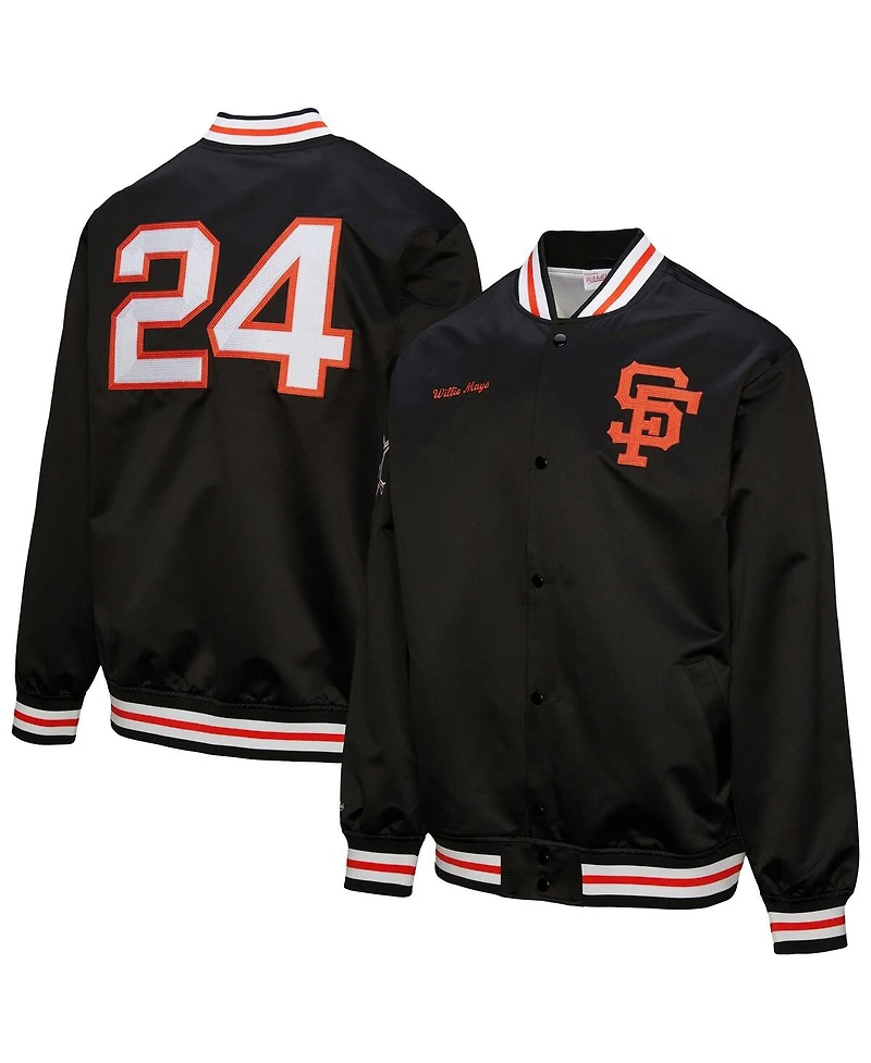 Mitchell & Ness Men's Willie Mays Black San Francisco Giants Legends Collection Vintage Satin Full-Snap Jacket