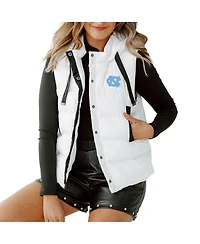 Gameday Couture Women's White North Carolina Tar Heels Hooded Full-Snap Puffer Vest