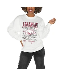 Gameday Couture Women's White Arkansas Razorbacks Drop Shoulder Fleece Pullover Sweatshirt