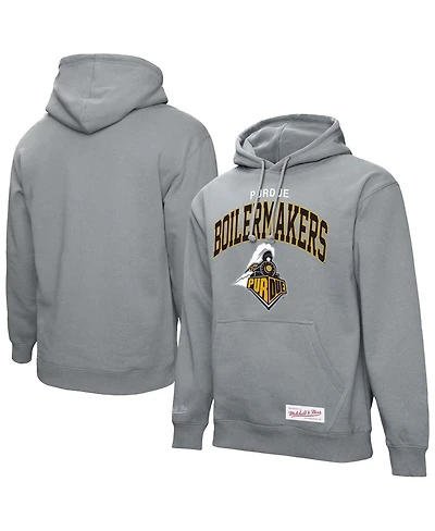 Mitchell & Ness Men's Heather Gray Purdue Boilermakers Classic Arch Pullover Hoodie