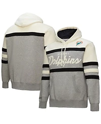 Mitchell & Ness Men's Heather Gray Miami Dolphins Head Coach Vintage Logo Pullover Hoodie
