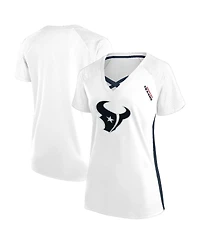 Fanatics Women's White Houston Texans Plus Size Glitter Lace-Up V- Neck T-Shirt