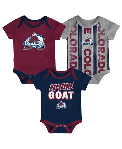 Outerstuff Newborn Colorado Avalanche Loyal Buddies Bodysuit 3-Pack