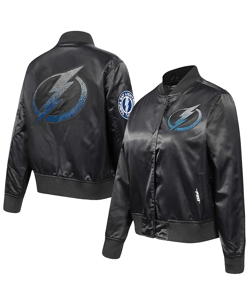 Pro Standard Women's Black Tampa Bay Lightning Rhinestone Jewels Satin Full-Snap Jacket