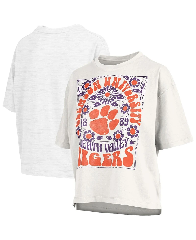 Pressbox Women's White Clemson Tigers Harmony Oversized T-Shirt
