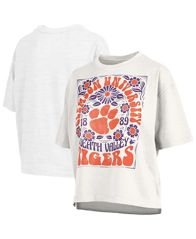 Pressbox Women's White Clemson Tigers Harmony Oversized T-Shirt