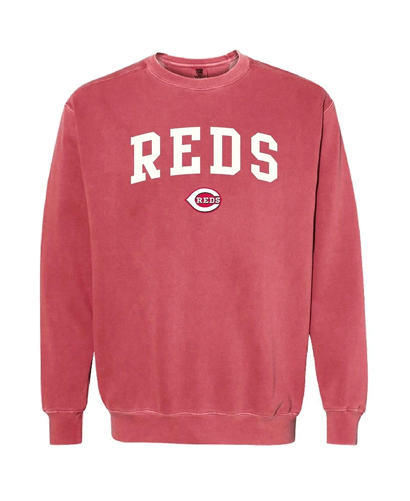 Soft as a Grape Women's Red Cincinnati Reds Pigment Dye Pullover Sweatshirt