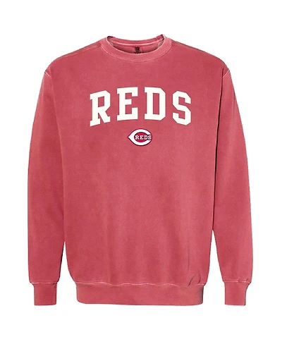 Soft as a Grape Women's Red Cincinnati Reds Pigment Dye Pullover Sweatshirt