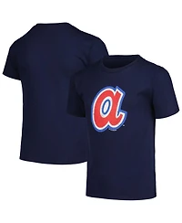 Soft as a Grape Big Boys and Girls Navy Atlanta Braves Cooperstown Collection T-Shirt