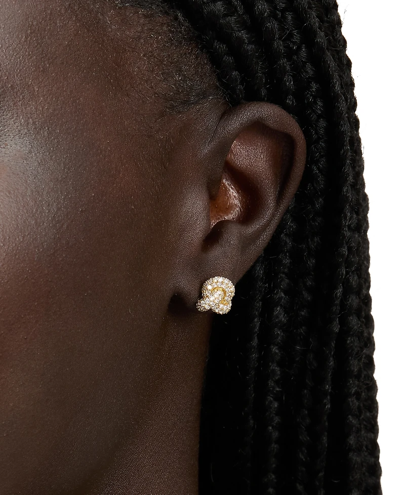 kate spade new york Gold-Tone Pave Double Knot Stud Earrings