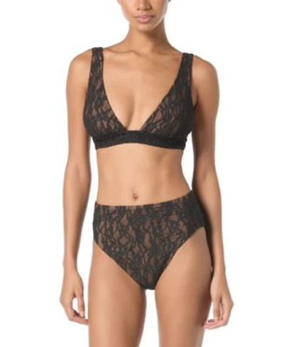 Michael Michael Kors Womens Lace Tie Back Bikini Top Lace High Waist Bottoms