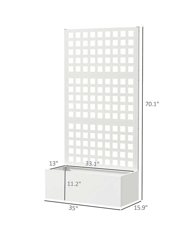 Outsunny Metal Planter Box with Trellis, Drain Holes, 35"x16"x70",