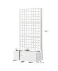 Outsunny Metal Planter Box with Trellis, Drain Holes, 35"x16"x70",