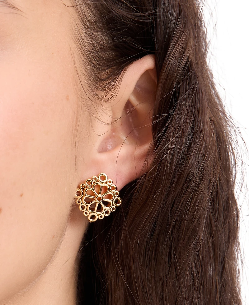 kate spade new york Gold-Tone Spade Flower Lace Stud Earrings