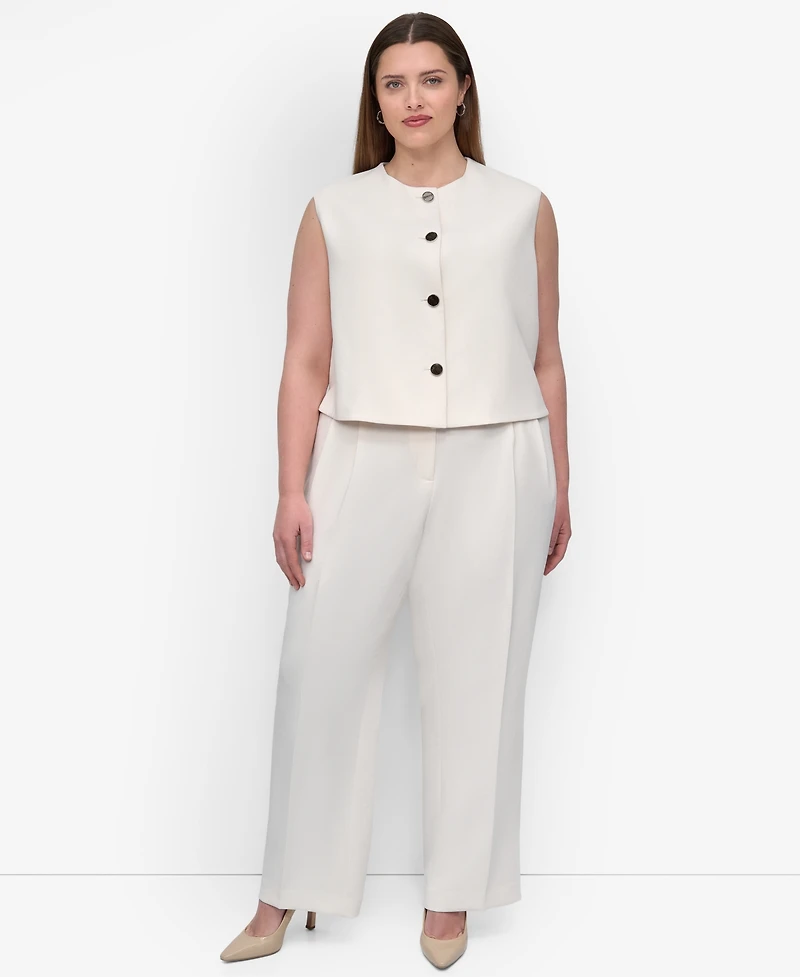 Dkny Plus Aero Crepe Button-Front Vest