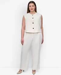 Dkny Plus Aero Crepe Button-Front Vest