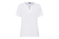 Olsen Women's Split Neck T-Shirt with Embroidery