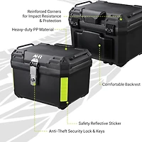 Ahr 45L Universal Motorcycle Tour Tail Box Scooter Trunk Storage with Backrest Safety Lock