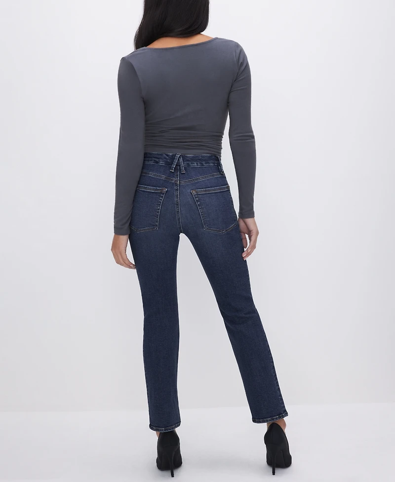 Good American Petite Mid-Rise Straight Jeans