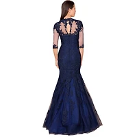 Lara Women's Long Sleeve, Mermaid Lace Gown