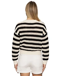 Sanctuary Women's Cotton Stripe Open-Knit Bomber Jacket