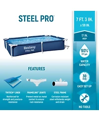 Bestway Steel Pro 87" x 59" x 17" Rectangular Above Ground Outdoor Swimming Pool