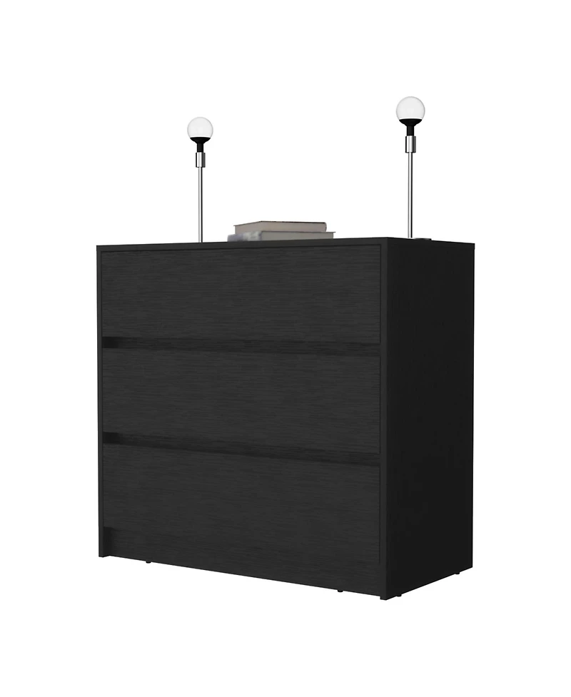 Manufactured Wood 3-Drawer Handle-Free Dresser