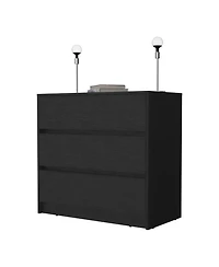 Manufactured Wood 3-Drawer Handle-Free Dresser