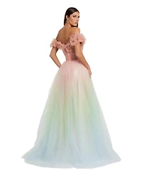 Mac Duggal Women's Off The Shoulder Ombre Tulle Ballgown