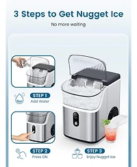 Zafro Countertop Nugget Ice Maker, Portable Chewable Pebble Ice Machine, Soft Crushed Ice Maker, 34 lbs/Day, One-Touch Operation, Self-Cleaning, Perfe