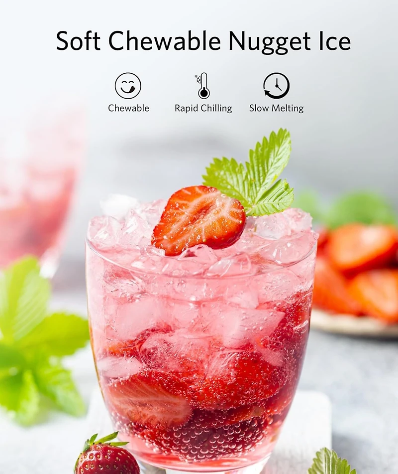 Zafro Portable Ice Maker with Handle, Stainless Steel Ice Maker Countertop with Slef-Cleaning, 35Lbs/24H, 7Mins Fast Ice Making, with Ice Basket/Ice S