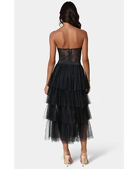 Bebe Women's Tulle Corset Midi Dress