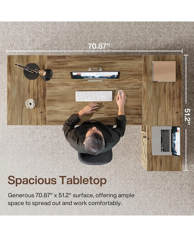Tribesigns L-Shaped Executive Desk, Large Office Computer Table with File Cabinet, Modern Business Furniture with Storage Shelves for Home Office