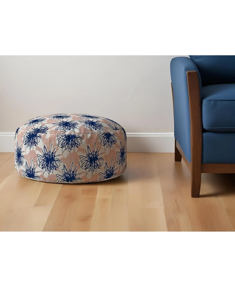 Round Canvas Floral Pouf Ottoman – Stylish and Functional Piece