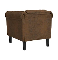 Sofa Chair Brown Faux Suede Leather