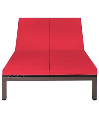 2-Person Patio Rattan Lounge Chair Chaise Recliner Adjustable Cushion
