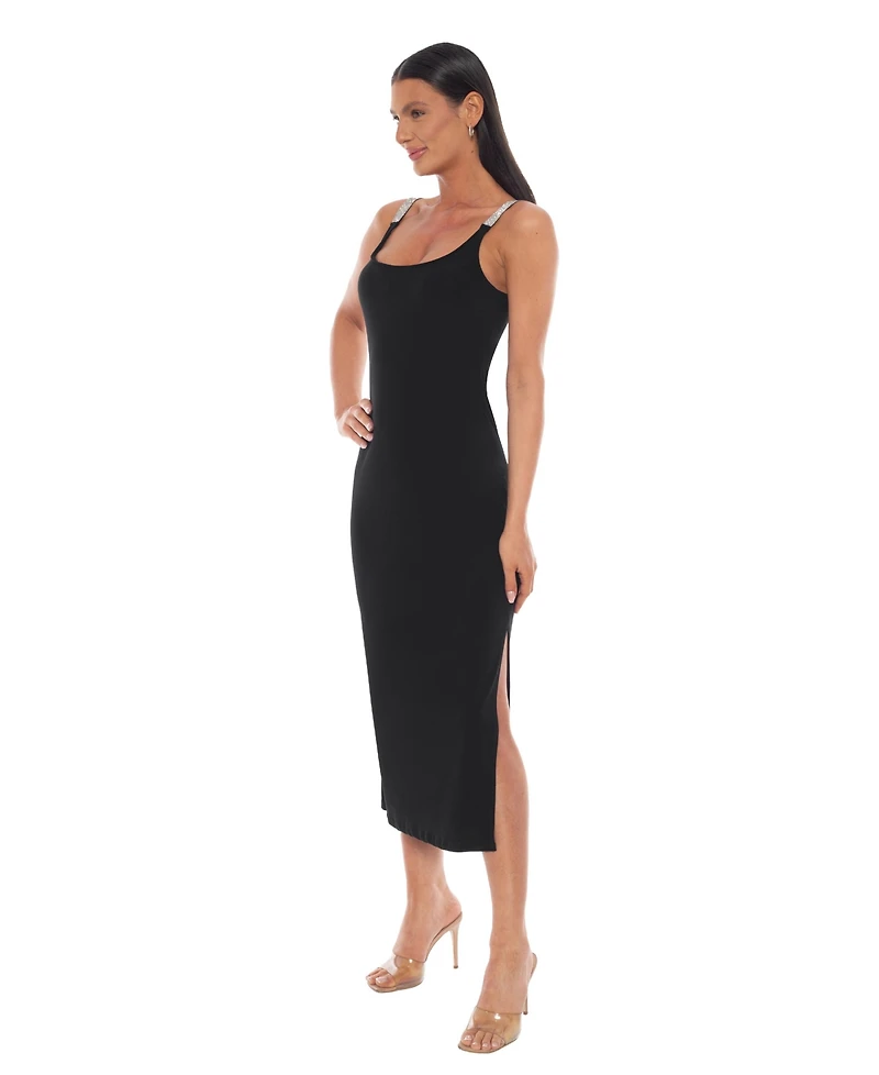 Bebe Women's Jersey Maxi Tank Dress with Rhinestone