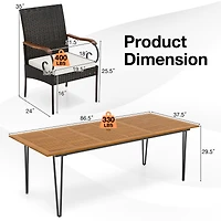 Gymax 9 Pcs Outdoor Patio Dining Set Acacia Wood Square & Table Armchairs Set of 8