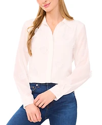 CeCe Women's Long-Sleeve Blouse with Floral Applique