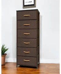 Steel and Fabric Six-Drawer Chest for Bedroom Closet and Home Storage