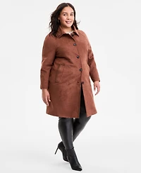 Bcbgmaxazria Plus Button-Front Faux-Suede Jacket