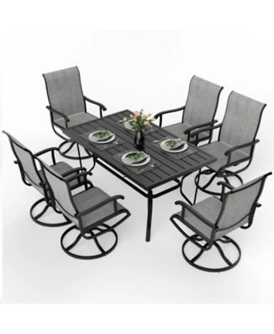 Pamapic Patio Dining Set With Textilene Swivel Chairs