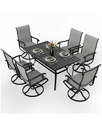 Pamapic Patio Dining Set With Textilene Swivel Chairs