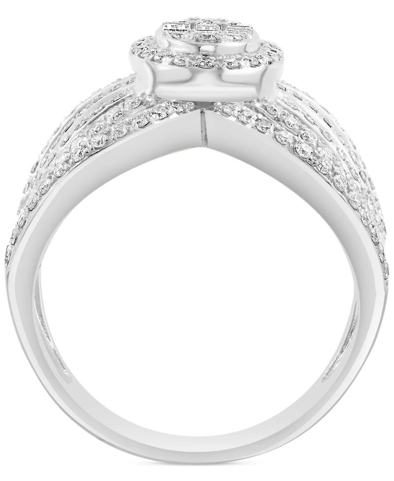 Effy Diamond Round & Baguette Openwork Statement Ring (3/4 ct. t.w.) in 14k White Gold